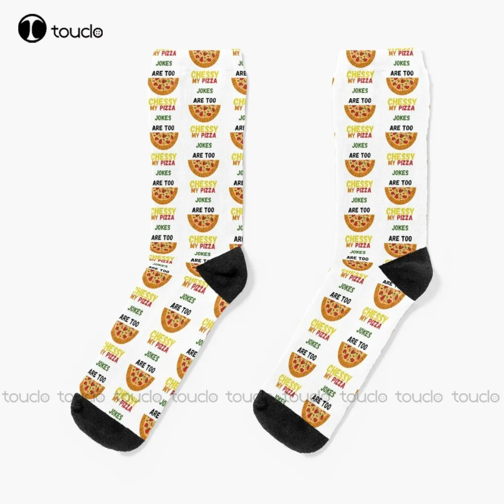 

My Pizza Jokes Are Too Cheesy Active Socks Womans Socks 360° Digital Print Comfortable Girls Sports Christmas Gift New Popular