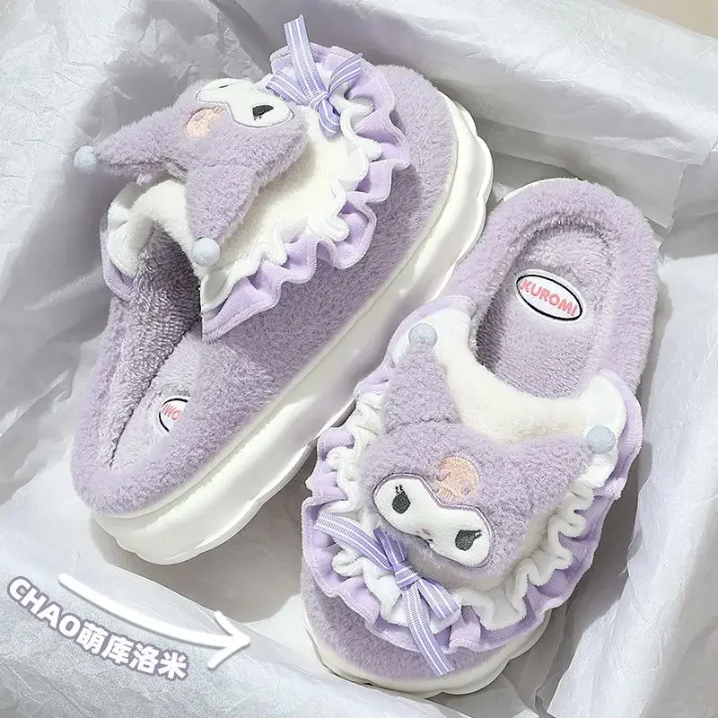 

Новые милые женские осенне-зимние плюшевые хлопковые шлепанцы Hello Kitty CinnamorollMy melody с героями мультфильмов, новинка для студентов