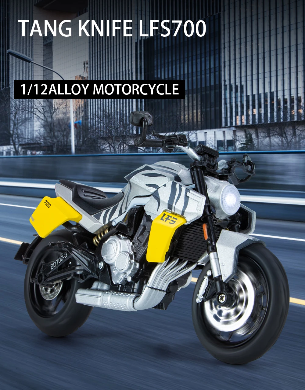 1:12 Tang Knife Lsf700 Motorcycle Off Road Alloy Diecast Model