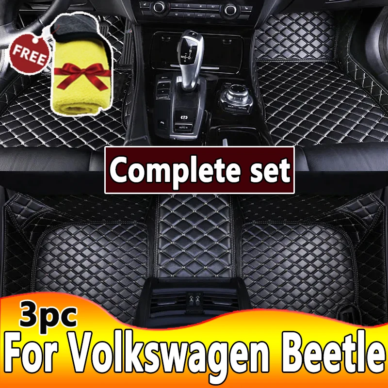 

Car Floor Mats For Volkswagen Beetle A5 2012~2018 The Main And Co-pilot Computer Box Leather Car Mats Fully Set Car Accessories