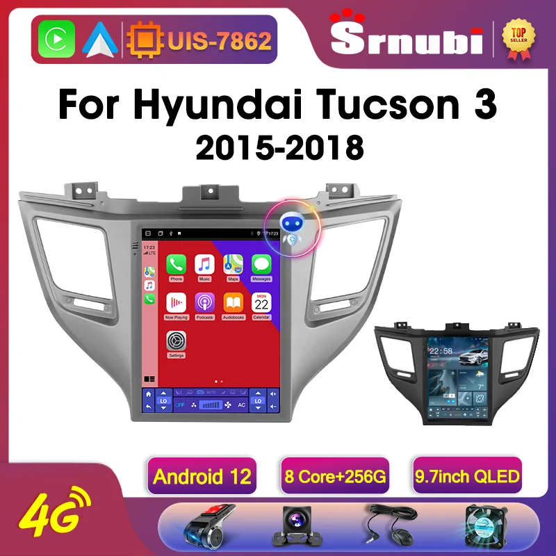 

Srnubi Android 12.0 Car Radio for Hyundai Tucson 3 2015-2018 Multimedia Video 2Din 4G WIFI Navigation Carplay 9.7" Head Unit