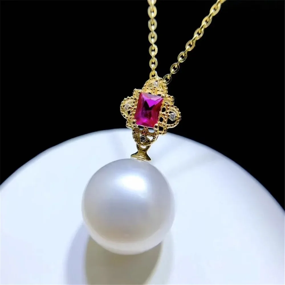 

DIY Pearl Accessories G18 K Gold Pendant Empty Holder Fashion Pearl Necklace Empty Holder Fit 9-11mm Round Beads G139