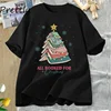Book Tree Christmas T Shirt All Booked for Christmas T-shirt for Book Lover Librarian Teachers Tees Bookish Cotton Tshirt 2