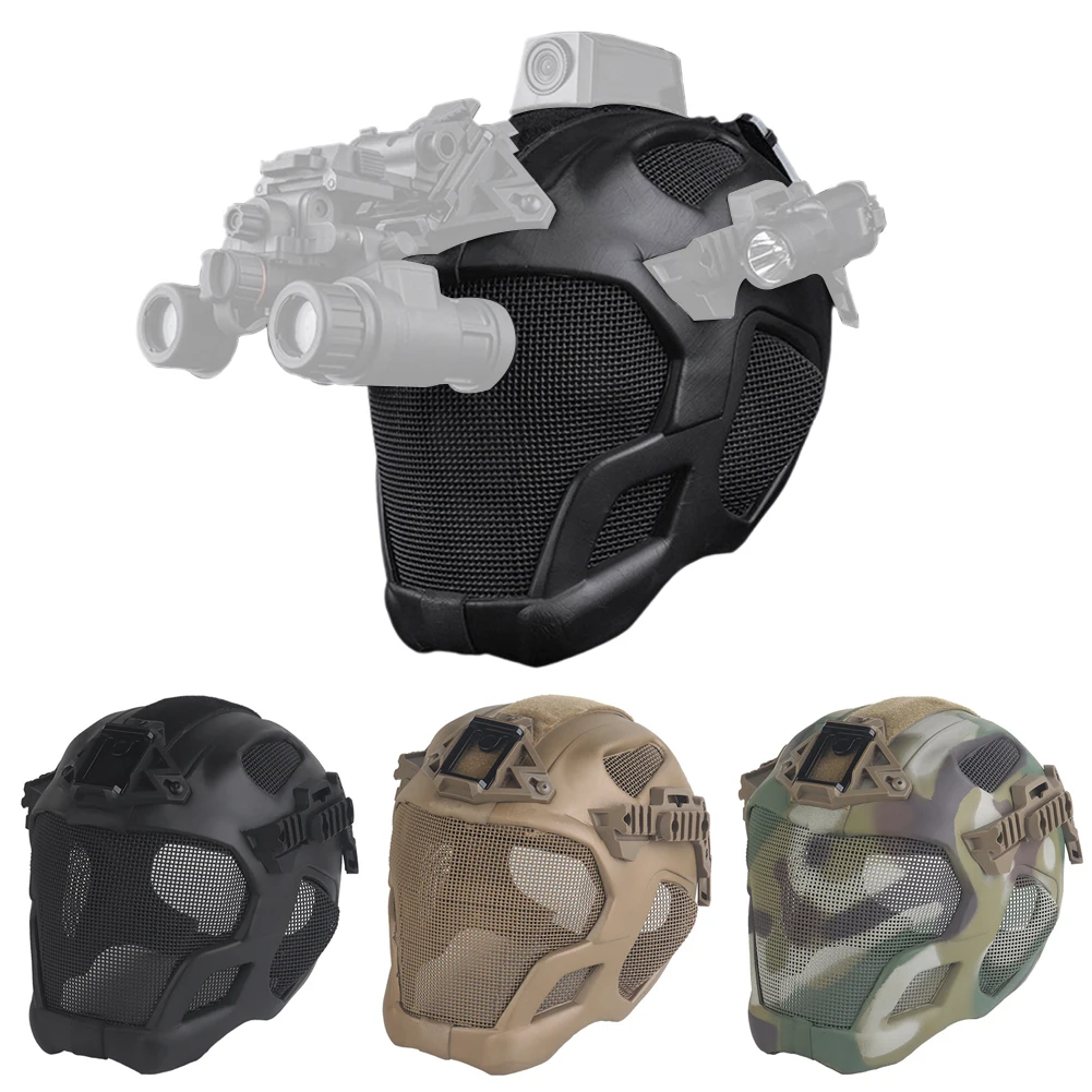 Tactical Full Protection Helmet Militar Hunting Airsoft Paintball CS Steel Mesh Safety Face Mask EVA Lightweight Punk Cosplay
