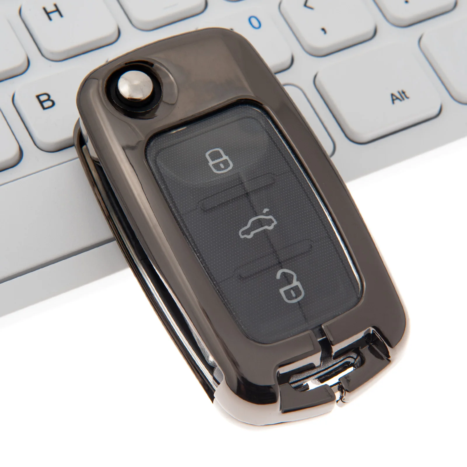 Custodia In Metallo Nero Per Auto Flip Key Fob Cover Per Vw Beetle Golf Mk6 Amarok Eos Vw Golf 6 Tiguan Polo 5 Passat Amarok Beetle Jetta Up!