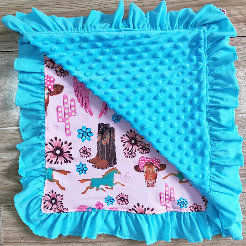 

New Arrival Kids Baby Blankets Western Style Fashion Infant Baby Girls Blanket High Quality Soft Boutique Kids Baby Blankets Cow