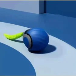 Interactive Cat Toy: USB Rechargeable Rolling Ball with Faux Tail (Blue)