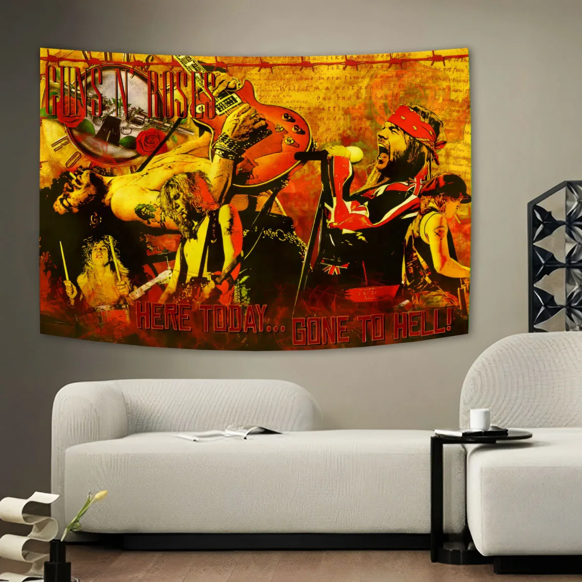 

Guns Roses Tribute Rock Band Tapestry Banner Flag Music Art Printed Posters Clubs Student Dormitories Bedside Hangings