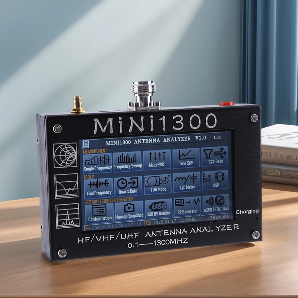 휴대용 스탠딩 웨이브 RF 멀티미터 터치스크린 알루미늄 쉘 미니 1300 벡터 네트워크 분석기 HF VHF UHF 모든 밴드