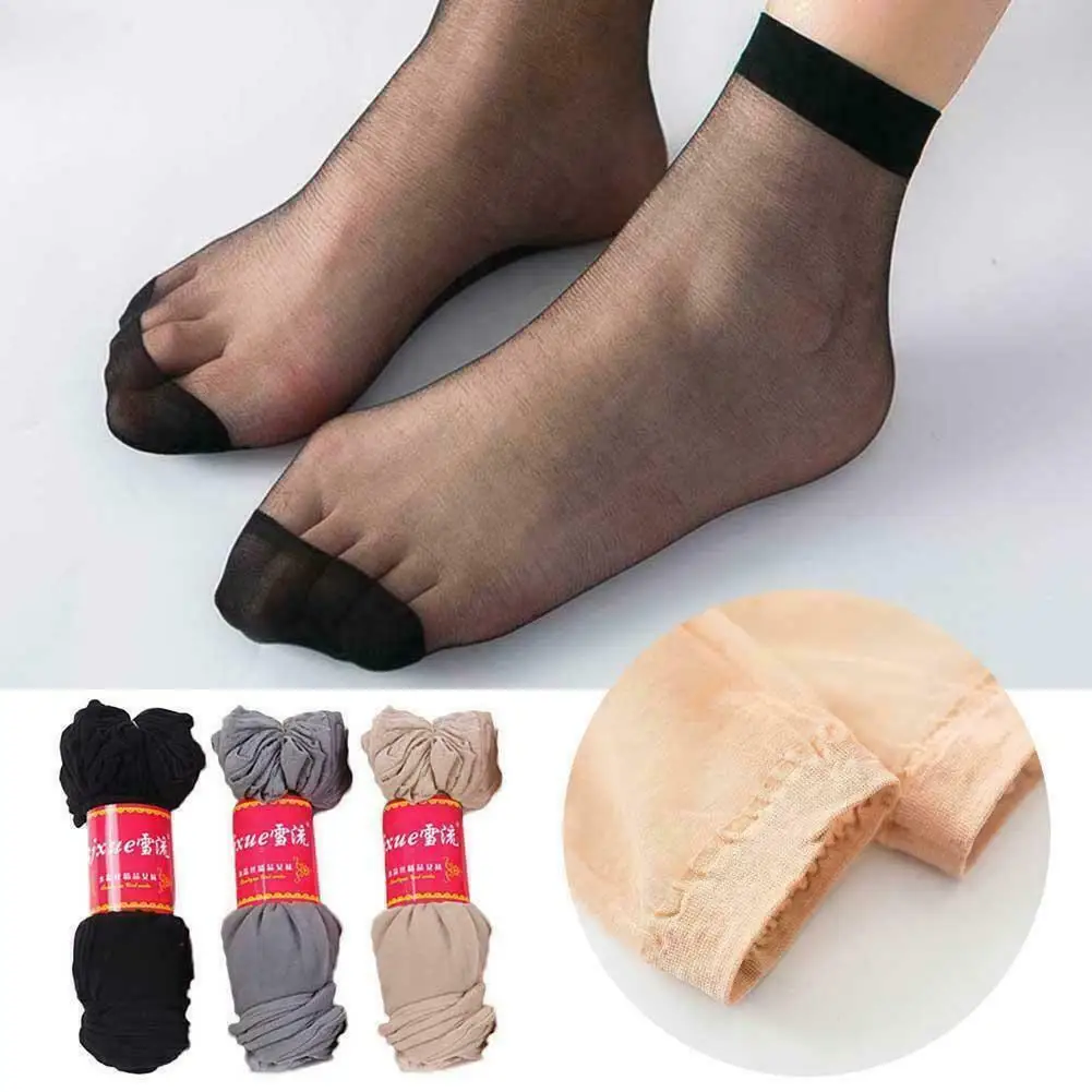 10 Pair Womens Ankle Socks Ultra-thin Silk Elastic Sheer Silky