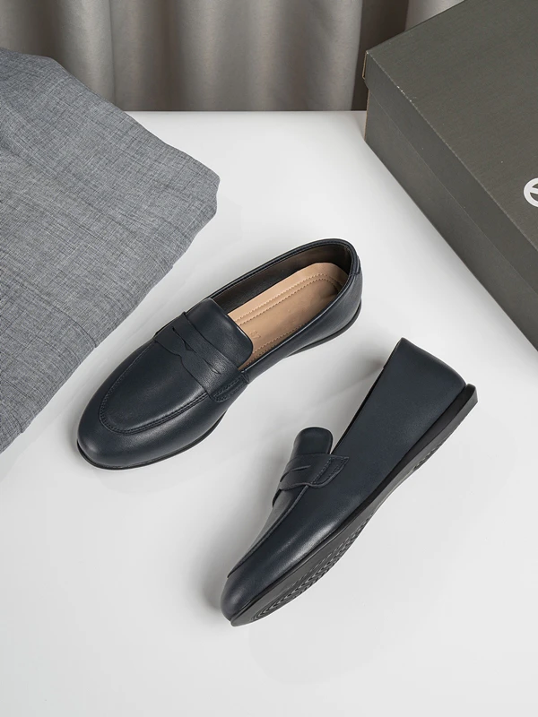 Maxdutti French Vintage Leather Flat Shoes With Soft Comfortable Fashion Ladies Cowhide Slip-On Loafers Women