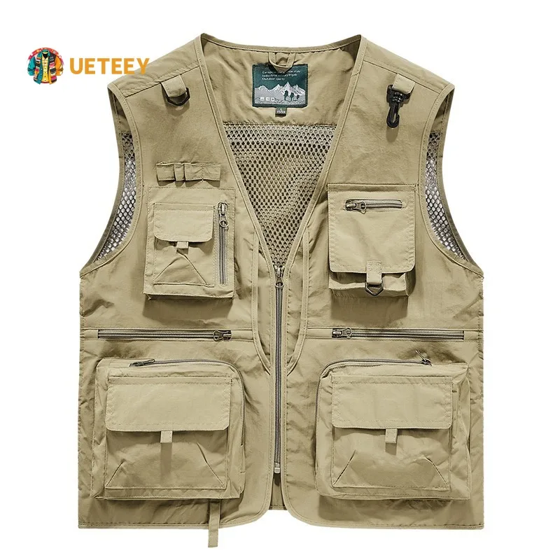 Veste homme été sans manches respirante multipoches pêche photographie extérieur léger