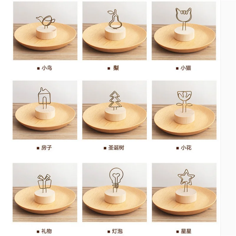 1/3/10pcs Creative Round Wooden Note Picture Frame Clip Wedding Photo Holder Place Card Holder