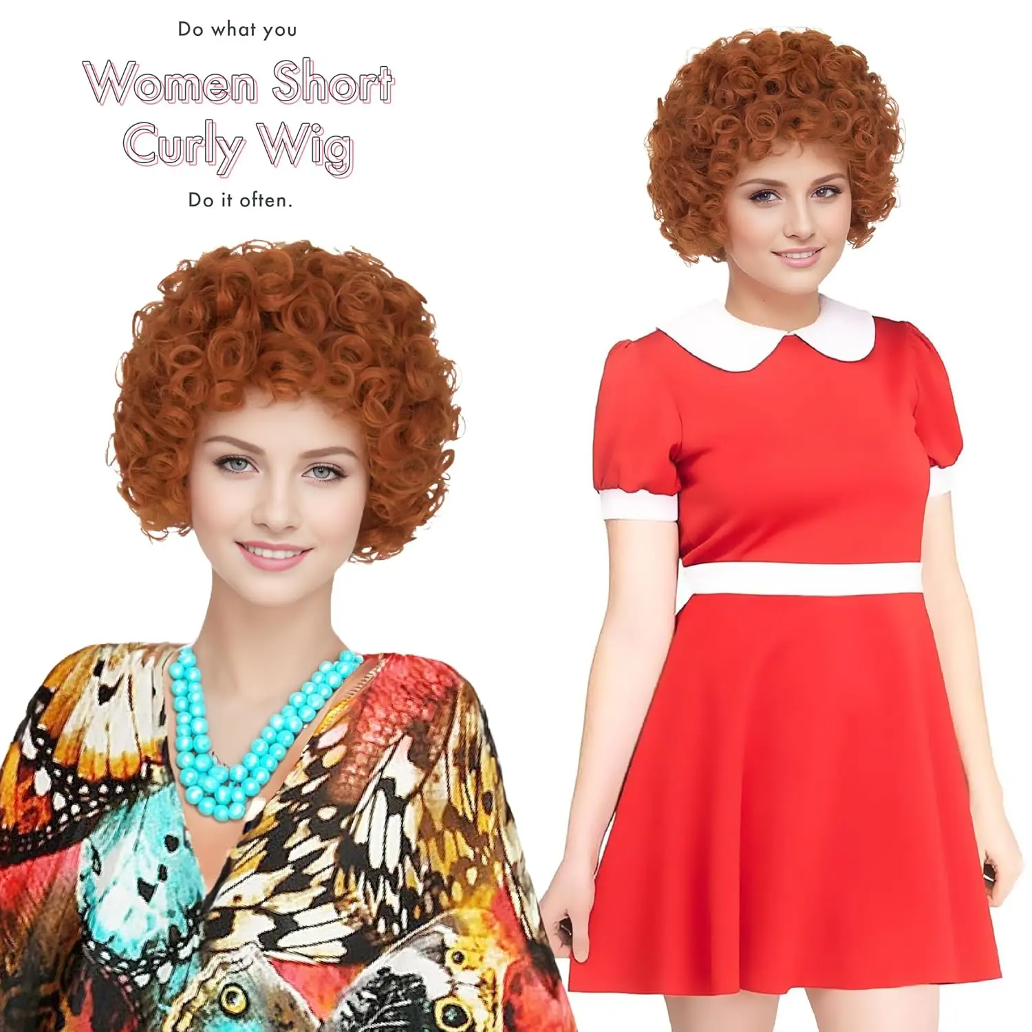 Dress Up Hippie Costume Accessories Set Hippy Wig Glasses Necklace For 50s 60s 7