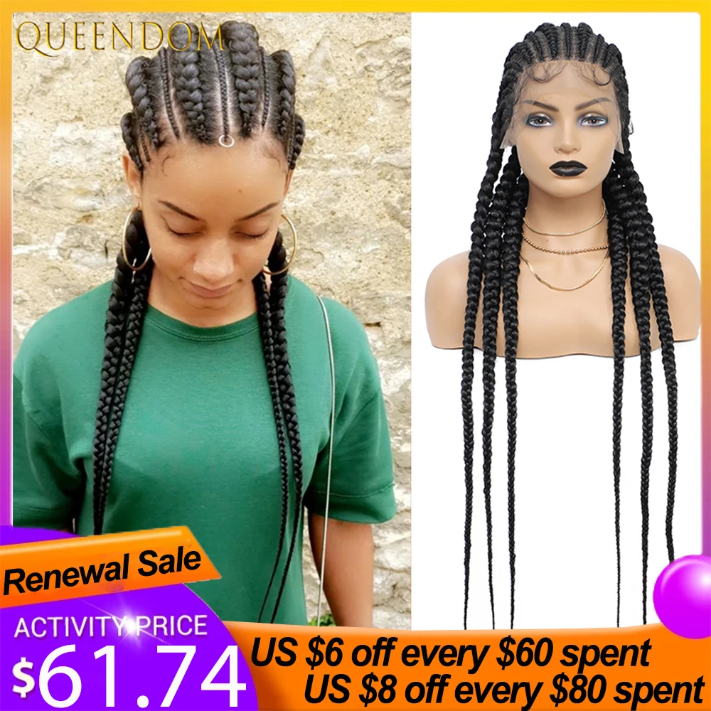 Braided Cornrow Lace Front Wig Synthetic Box Braid Lace Wigs