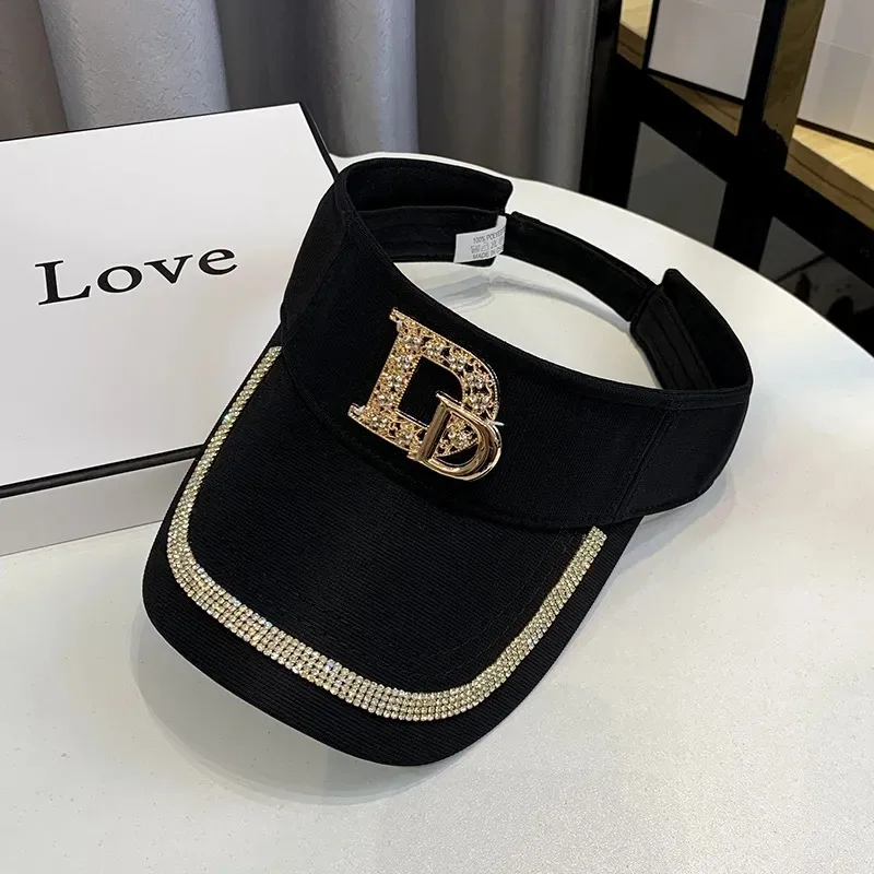 

Shiny Diamond Letter Empty top cap Noble Women Leisure Visors Hat Snap Back Gorras Summer Fashion brand Sports Hip Hop Sun Hat