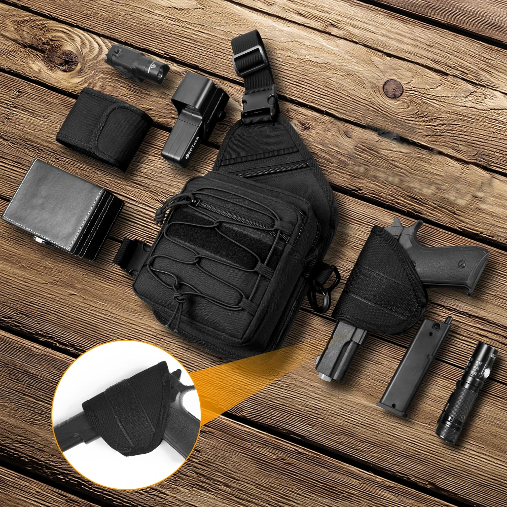 Outdoor Gun Holster Bag Concealed Carry Pistol Holder Pouch Handgun Sling Bag EDC Chest Pack Sports Crossbody Shoulder
