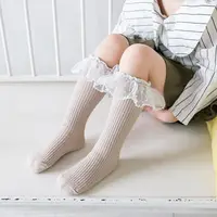 Lace Ruffle Princess Calf Socks 1-8year Kids Knit Stockings Autumn Leg Warmer Solid Color Kids Knee Socks Cotton Long Stockings 6