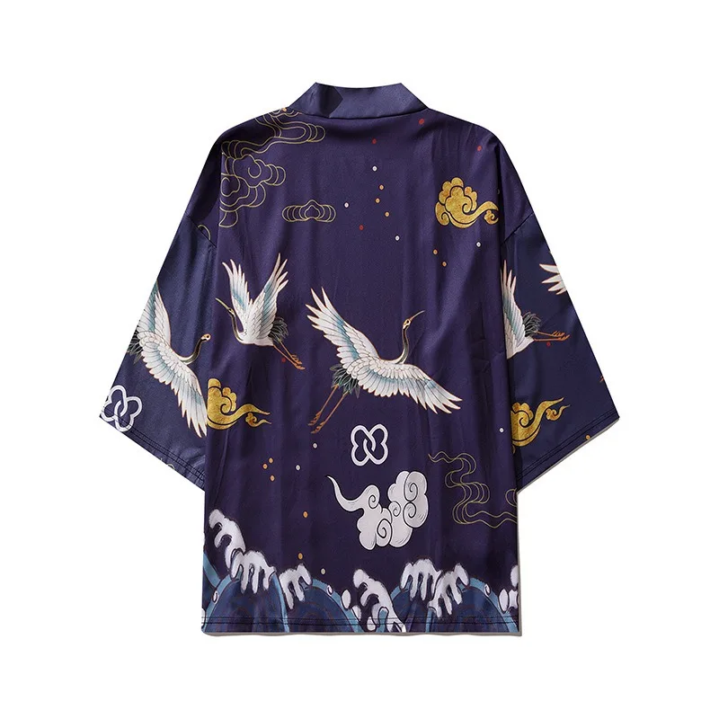 Japanese Traditional Dragon Pattern Kimono Cardigan Retro Samurai Tops Harajuku Haori Oversized Cardigan Yukata Men Clothing