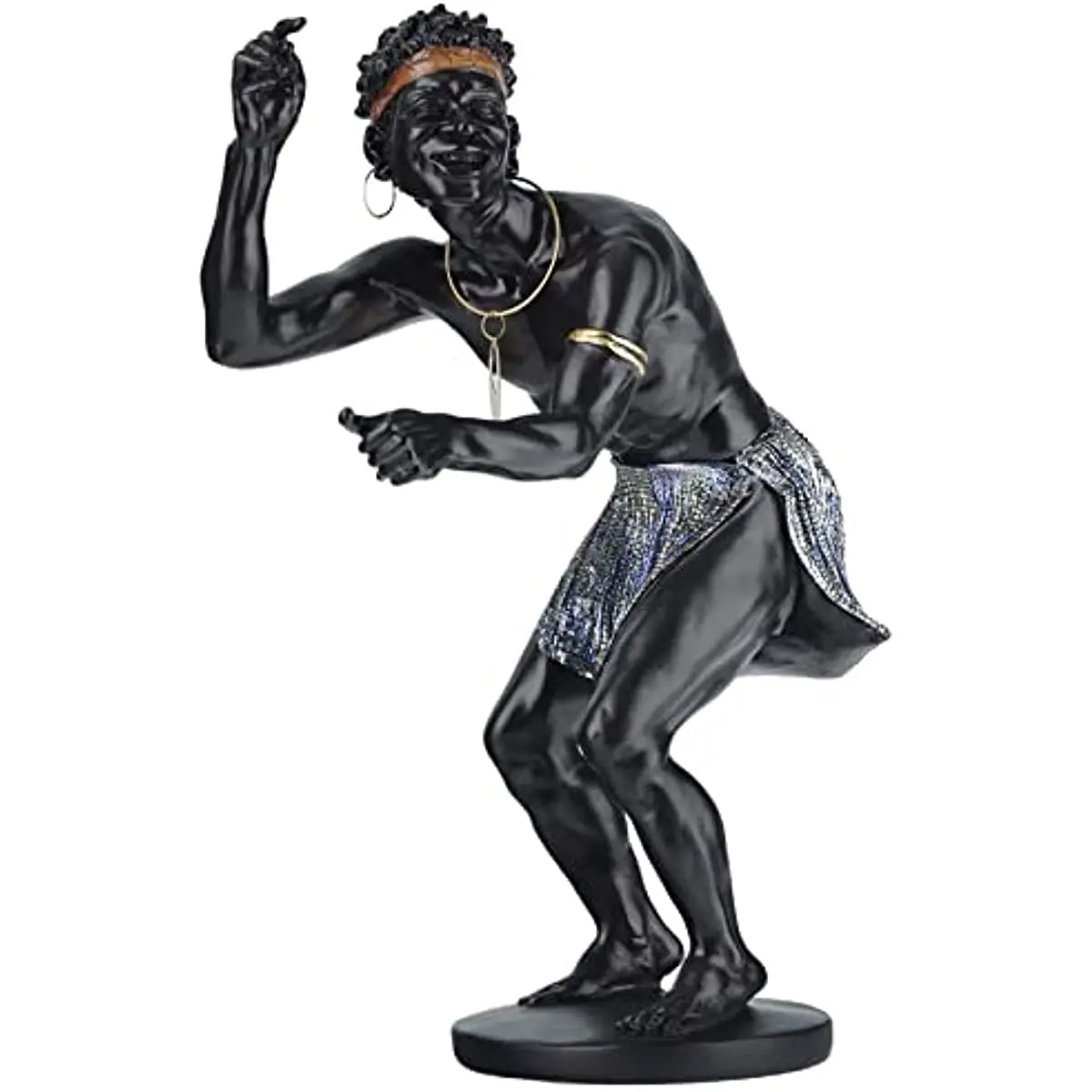 

African Statues for Home Decor, Black Decor African Art Tribal Man Dance Sculptures, Resin African American Figurines