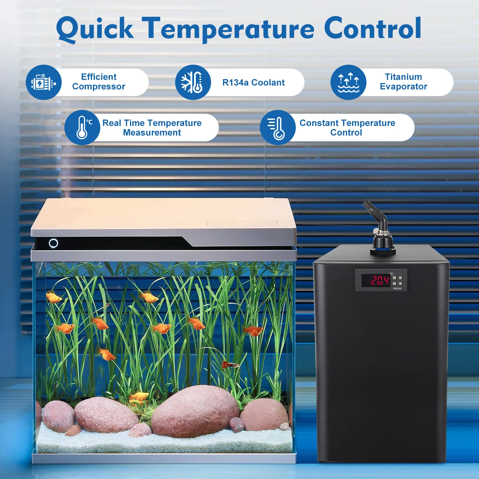 

42.26 Gallon Aquarium Chiller w/ LED Screen Ornamental Fish Tank Cooling for Aquatic Plant/Coral/Crystal Shrimp Cultivation