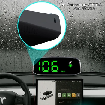 Display HUD per auto ad energia solare Tachimetro GPS wireless Proiettore head up digitale KMH MPH Accessorio per la guida di camion per motociclette