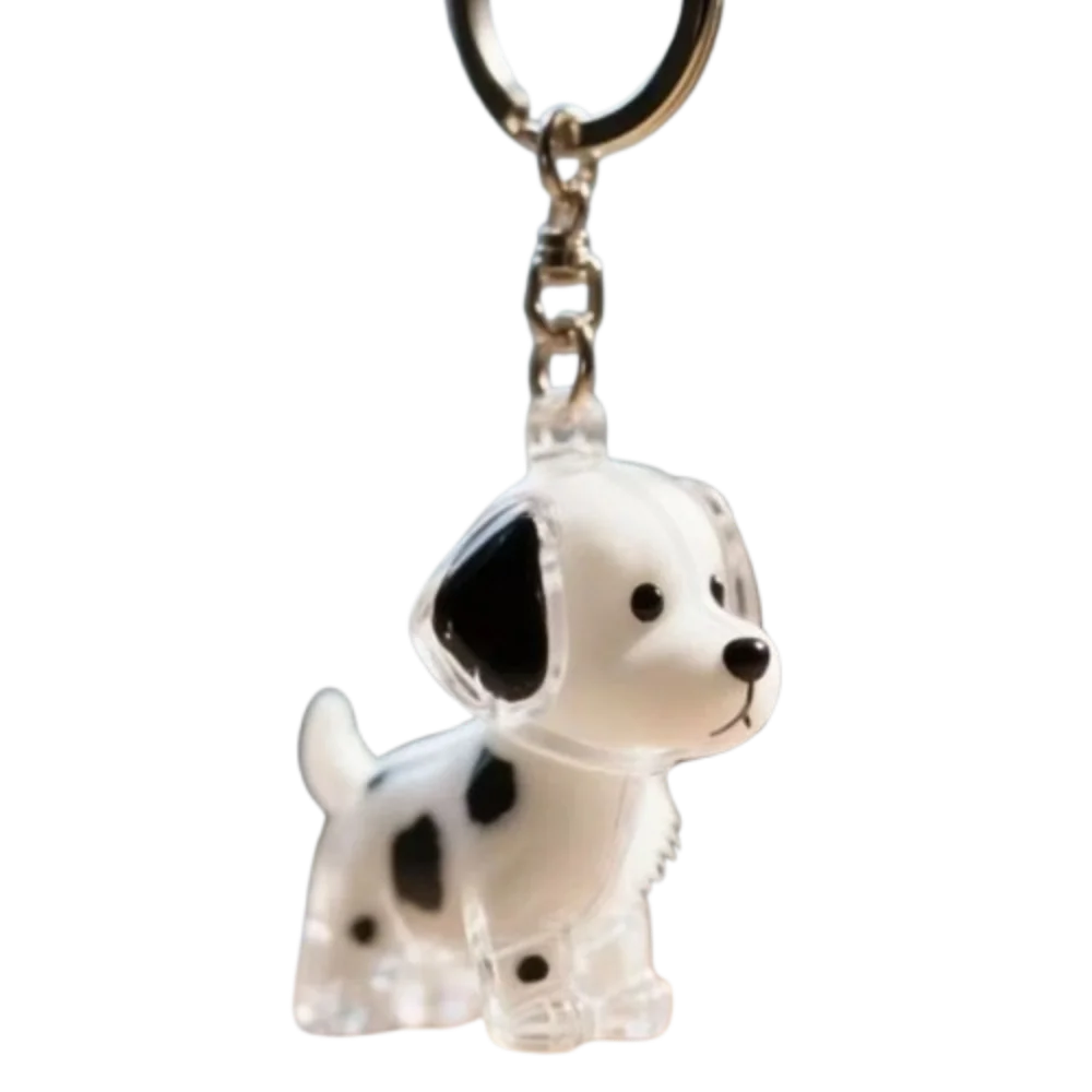 Cartoon Dog-Shaped Transparent Pet Hair Keychain and Backpack Pendant