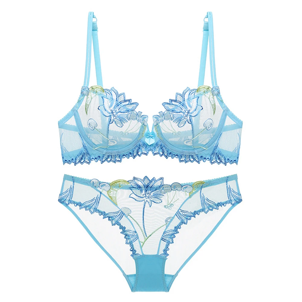 Sexy Lingerie Floral Lace Transparent Breathable Women's Underwear Bra Set for Women cute underwear sets