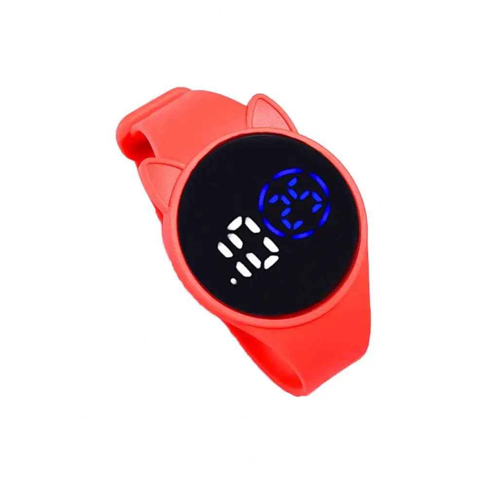 

Electronic Watch Luminous Swimming Waterproof Round Dial Cartoon Cat Ear Sport LED Digital Bracelet for Student