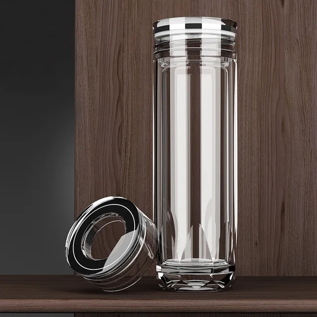 300/380MLHigh Quality Glass Water Cup Drinking Bottle Portable Double Layer Tea Cup With Filter Transparent Water Bottle 2