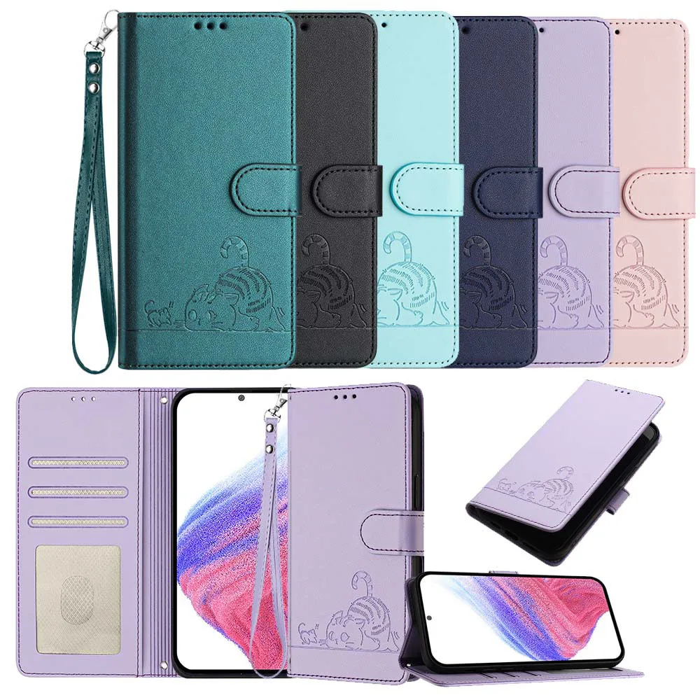 Cute Cat Pattern Wallet Flip Case with Card Slots
