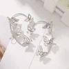 Design Hollow Butterfly Earrings Fashion Exquisite Single Ear Hook Women Girls Metal Rhinestones Ear Cuff Crystal Jewelry Gift 5
