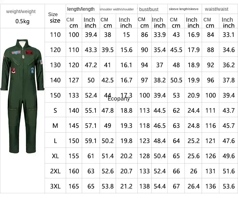 Adult Halloween Top Gun Pilot Costume for Men Air Force Cosplay Uniform Jumpsuits with Necklace Glasses Carnival Party Outfits