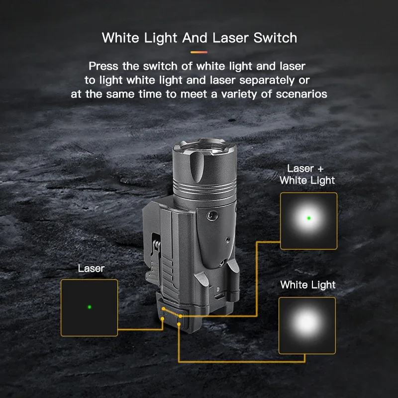 Rechargeable LED Flashlight with Laser for Picatinny Rail