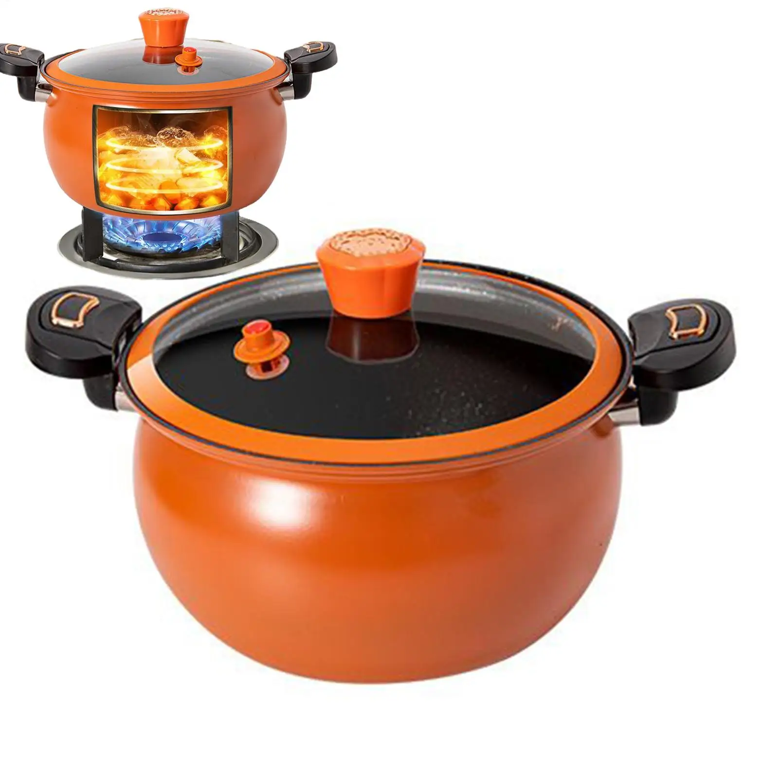 قدر الضغط المطبخ الصغير وعاء الطبخ غير عصا طنجرة الضغط مع غطاء واضح لغلي الغذاء حساء الحساء مواقد المنزل التعريفي