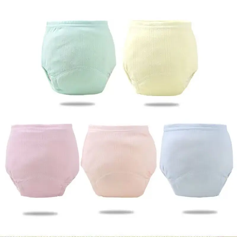 

5pcs/Lot Training Pants Summer Baby Shorts Solid Color Washable Underwear Boy Girl Cloth Diapers Reusable Nappies Infant Panties