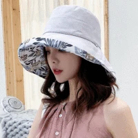 2023 Women's Hat Bucket hat Panamanian Women  Four Seasons Fisherman Hat Big Brim Hat Double-Sided Fisherman Hat Sun Visor C - Image 3