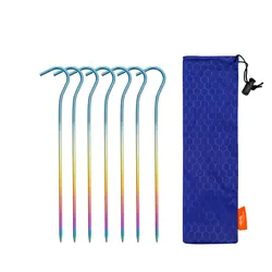 Ultralight Titanium Alloy Tent Stakes with Hook (8pcs colorful)
