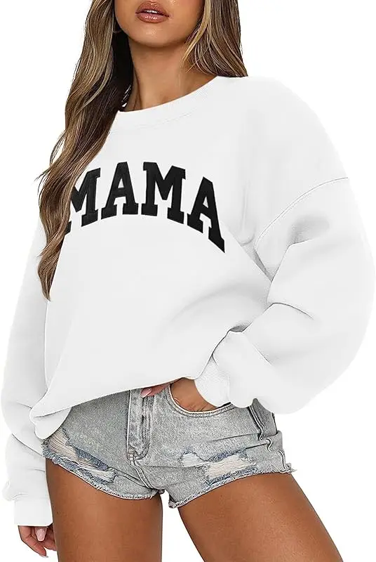 thumbnail image 1 of Ropa deportiva para mujer con cuello redondo, jersey informal de gran tamaño, sudadera con capucha, patrón de manga larga estampado gris, 1 of 5