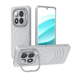 Magnetic Invisible Lens Stand Phone Case with Water Ripple Design - Redmi Note14Pro Plus (GRAY)