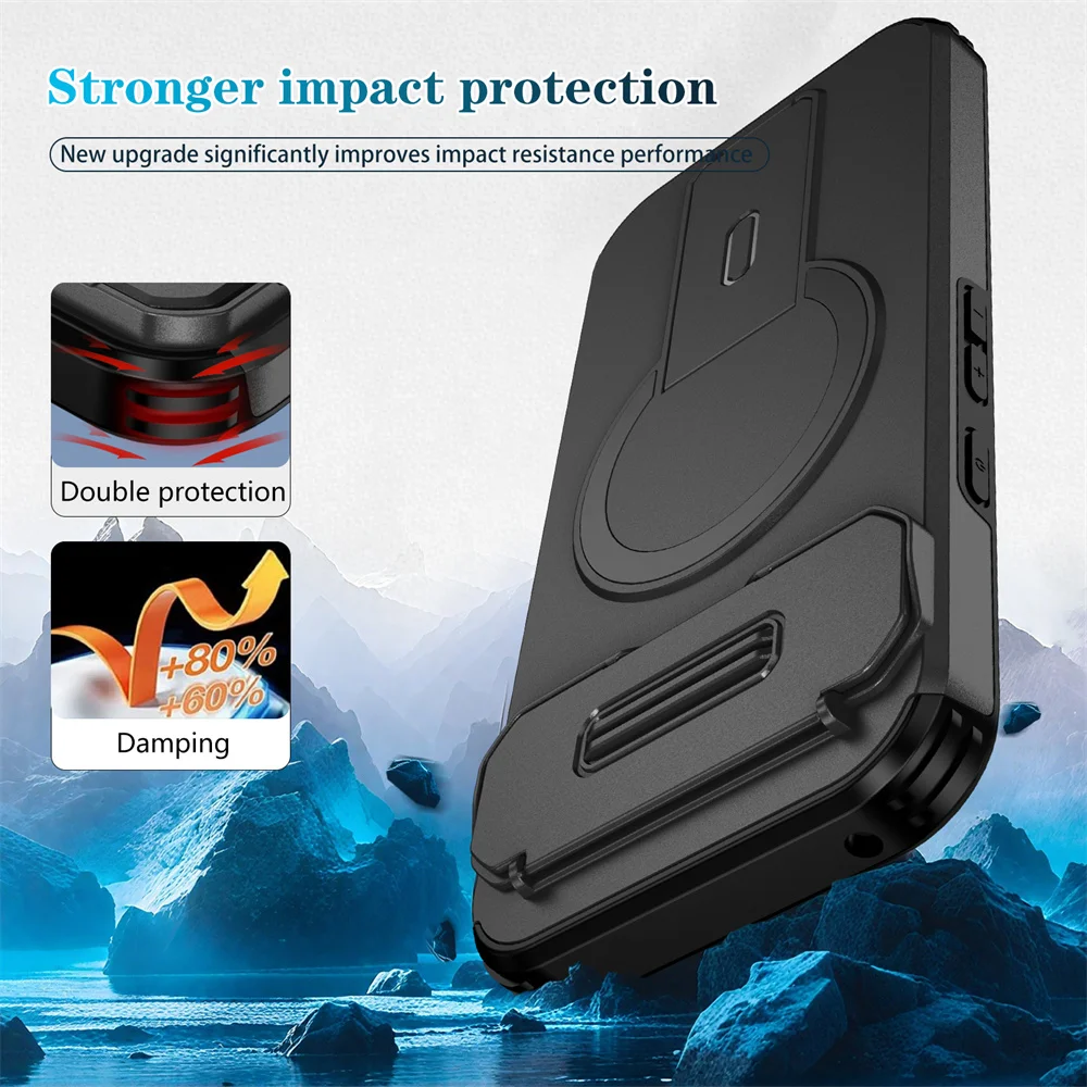 Slide Camera Protection Fold Stand Magnetic Shockproof Case - Hard Back Cover