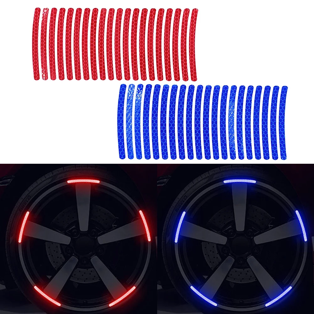 

20PCS Car Wheel Hub Reflective Stickers Tyre Rim Reflective Luminous Strips For Truck Automotive Trailer Motorcycle 0.3x3.5inch