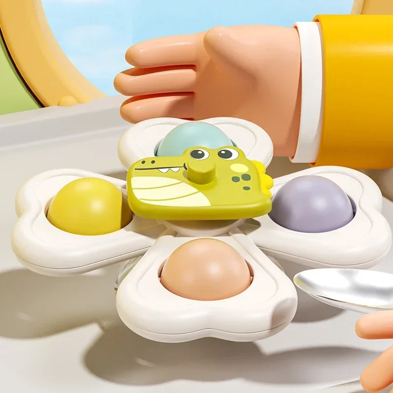 3PCS Suction Cup Spinner Toy Baby Bath Funny Game Educational Toys For Children Girls Boys Infant Sensory Stress Reliever Gift 3