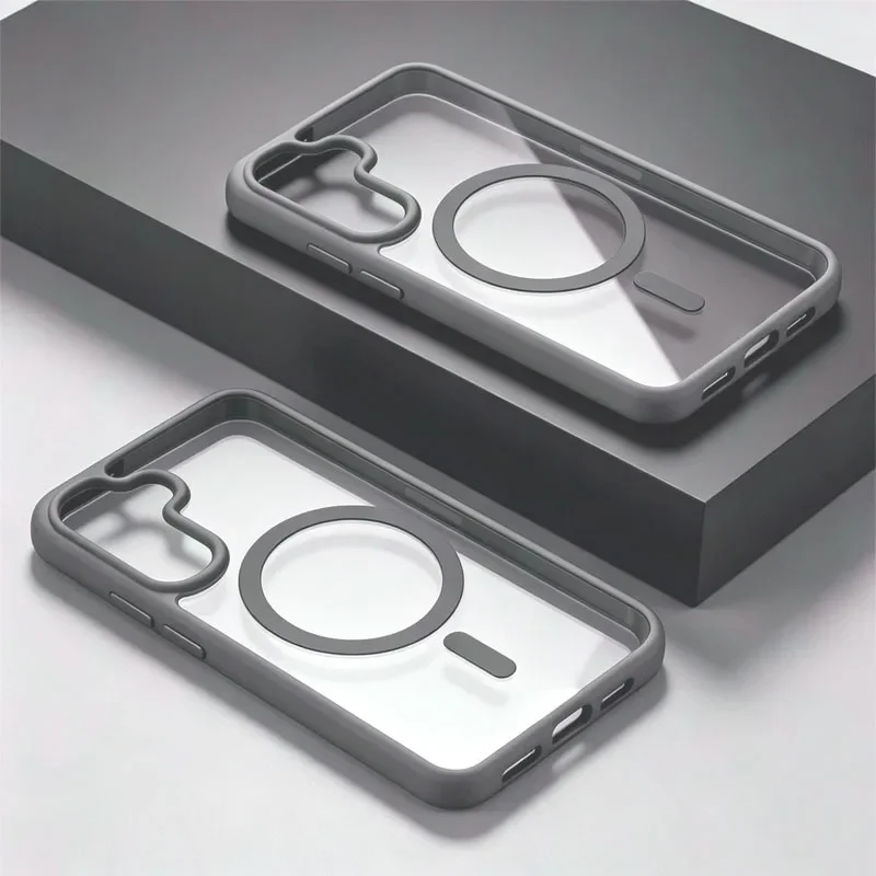 Sleek Matte Clear Magnetic Phone Case with MagSafe Compatibility - Translucent Design