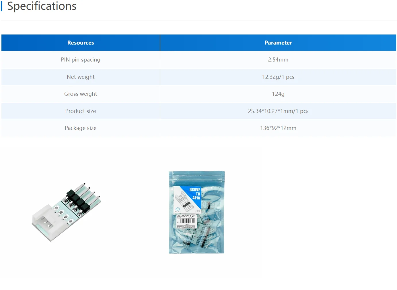 Official Connector Grove to 4 Pin (10pcs)
