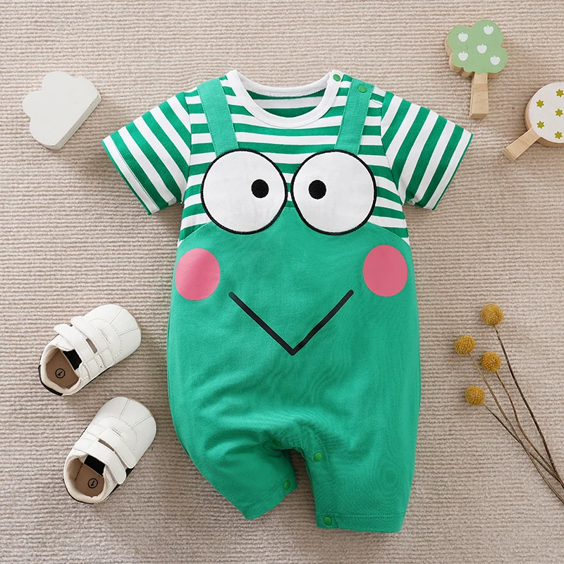 Newborn Clothes Cute Cartoon Frog Print Cotton Comfortable Soft Summer Boys Girls 0-18 Short Sleeved Baby Jumpsuit baby rompers,baby jumpsuit,cotton jumpsuit,cotton onesies