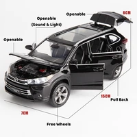 1/32 Toyota Highlander SUV Sport Toy Car Diecast Metal Alloy Miniature JKM Sound & Light Collection Model Gift for Boy Children 2