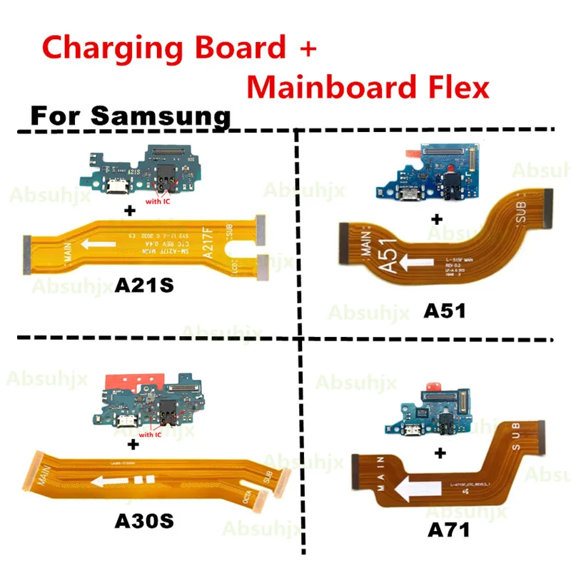 삼성 A52 A72 A51 A71 A50 A30S A31 A22 A21S 마더 보드 용 고속 충전기 메인 충전 포트 보드 USB Dock 플렉스 케이블 연결