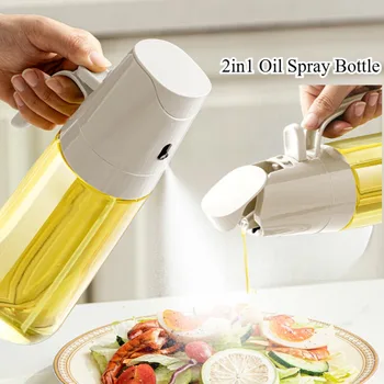 2in1 สเปรย์น้ํามันขวด 350ml Borosilicate แก้วน้ํามันปรุงอาหาร Dispensers Olive Oil Sprayer Mister สําหรับ Air Fryer สลัดเบเกอรี่ 1