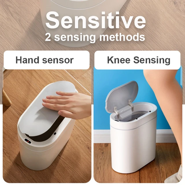Automatic Sensor Trash Can with lid 7L 9L Waterproof Narrow Bathroom Trash Can Kitchen Garbage Bin Office Wastebasket Dustbin 2